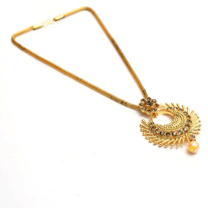 Mominos Fashion Johar Kamal Gold-Polished Brass Finish Long Necklace For Women (Golden)