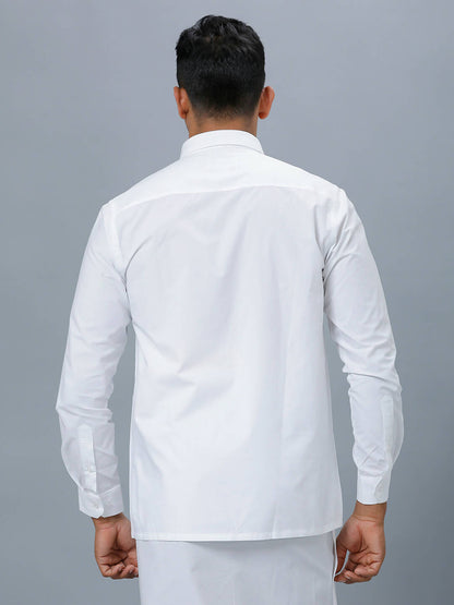 Ramraj Cotton Mens Full Sleeve Formal Poly Cotton White Shirt