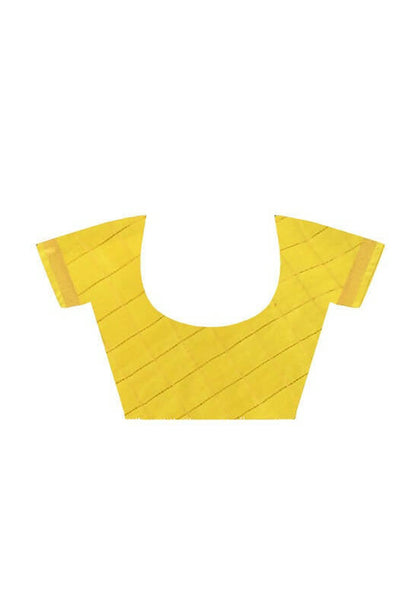 Mominos Fashion Moeza Yellow Bhagalpuri Handloom Silk Raj Shree Saree with unstitched Blouse piece