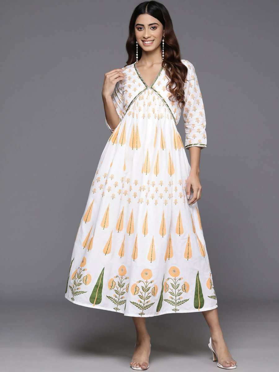 Ahalyaa Women's Traditional wear Dress - White