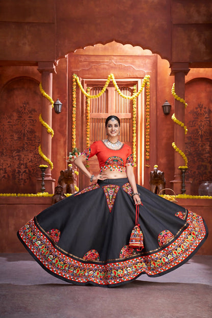 AI Fashion Black Art Silk Designer Navratri Lehenga Choli Collection