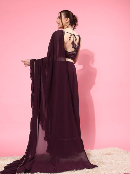 Ahalyaa Ruffled Poly Georgette Saree