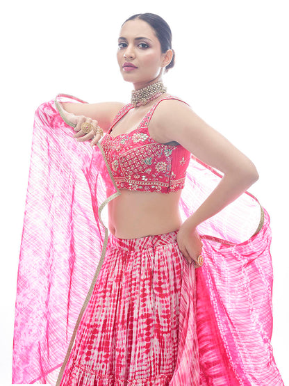 Myra Pink Jaquard Embroidered Designer Lehenga