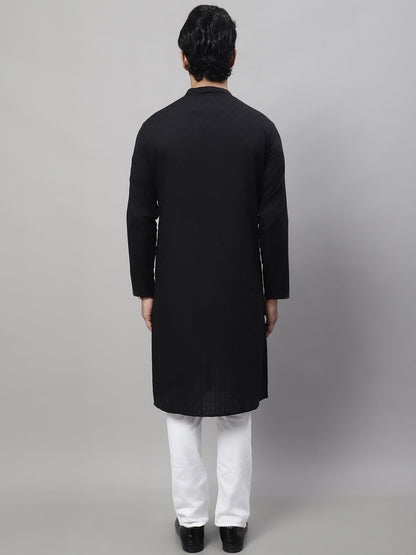 Even Apparels Black Sherwani Kurta With Asymetrical Cut