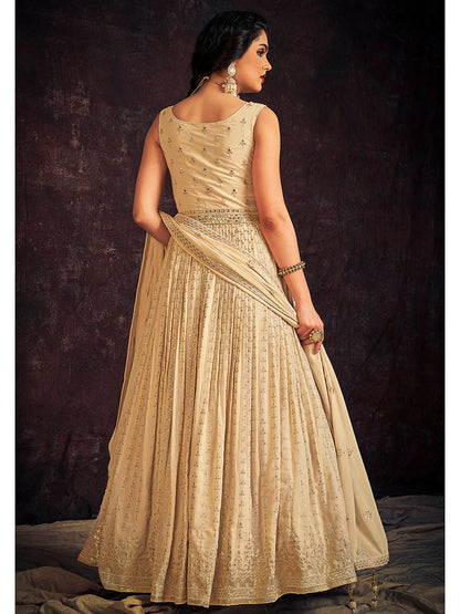 Myra Cream Real Georgette Designer Gown Style Suit