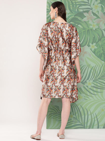 InWeave Women's Elegant Bird Print Kaftaan