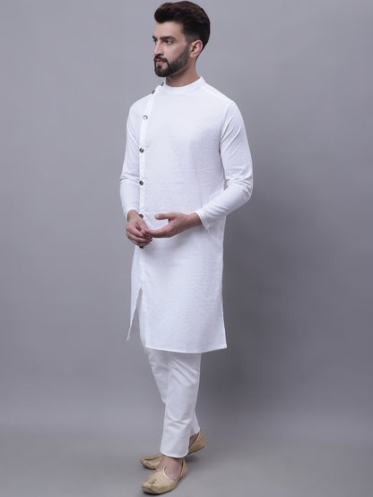 Even Apparels White Sherwani Kurta With Asymetrical Cut