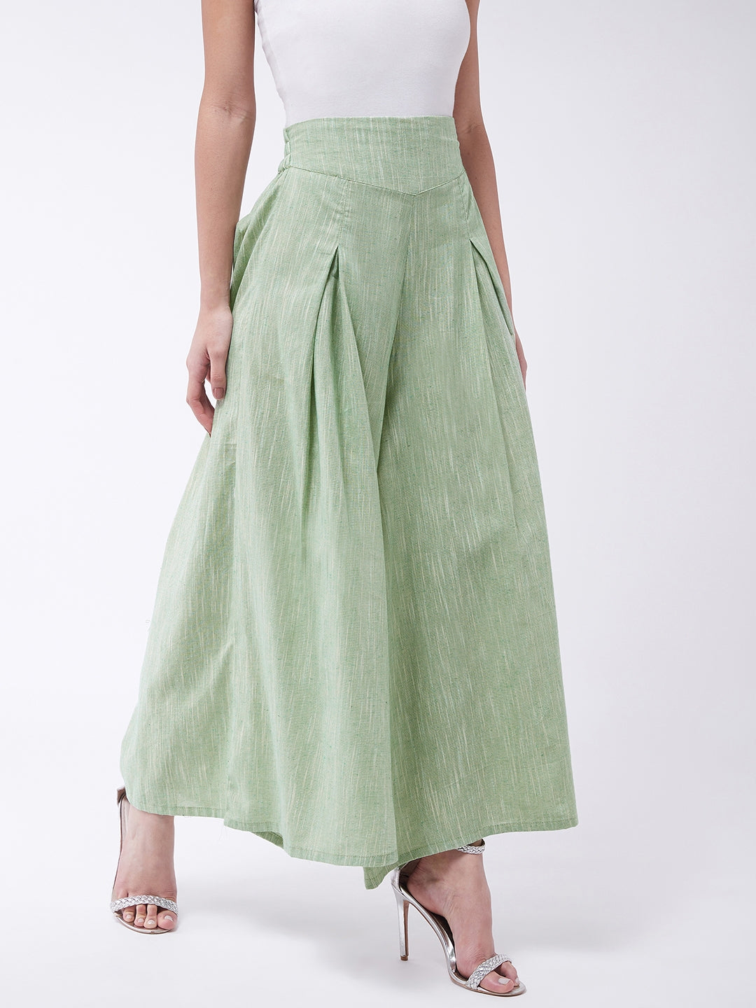 InWeave Women's Green Handloom Palazzo
