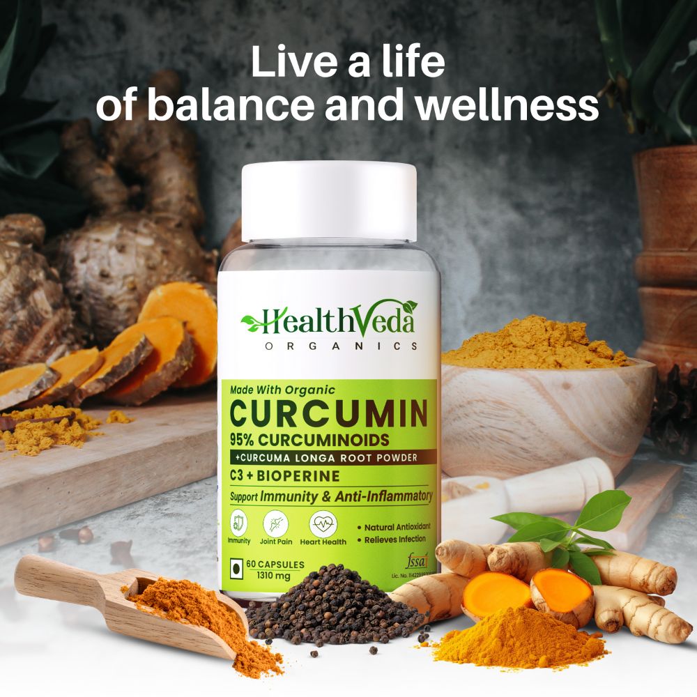 Health Veda Organics Curcumin C3 + Bioperine Capsules