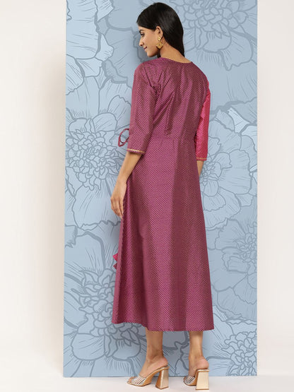 Ahalyaa Colourblocked Printed Wrap Ethnic Dress