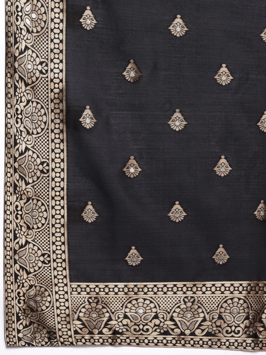 Ahalyaa Unstitched Black Dress Material