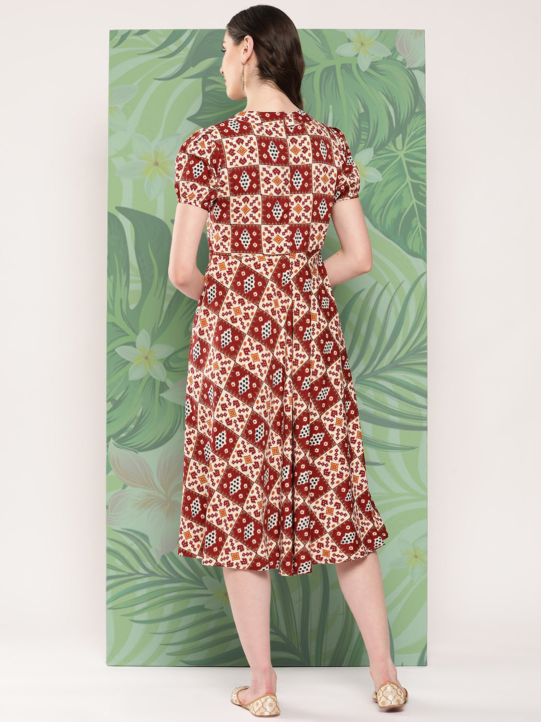 InWeave Women's Maroon Square Dress