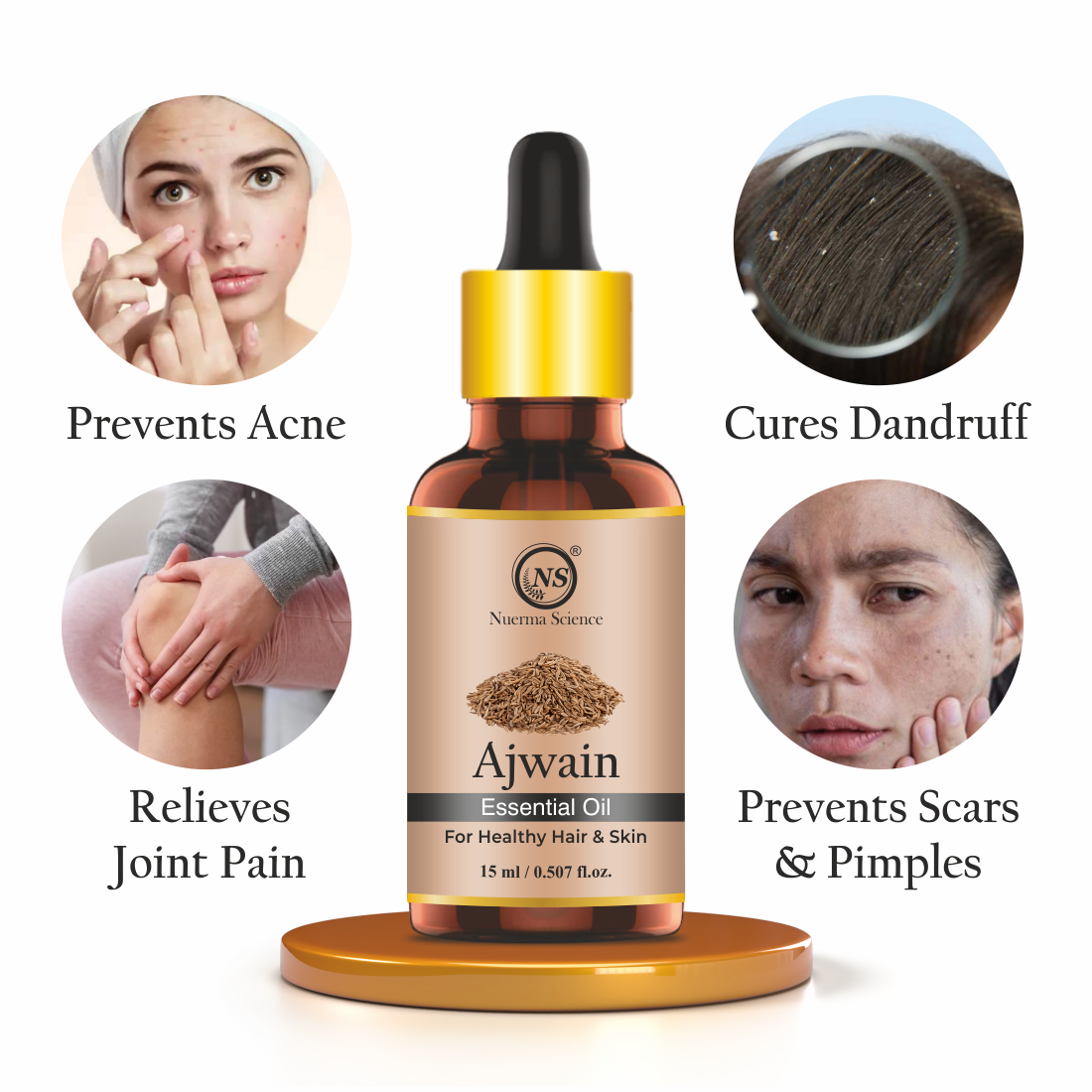 Nuerma Science Pure Ajwain  Essential Oil For Skin Care & Hair Care