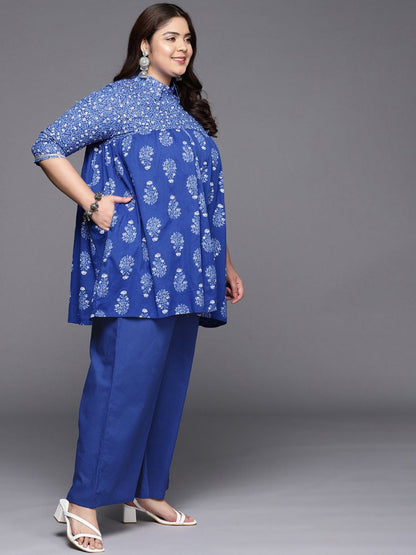 Ahalyaa Women Plus Size Cotton Tunic with Palazzos