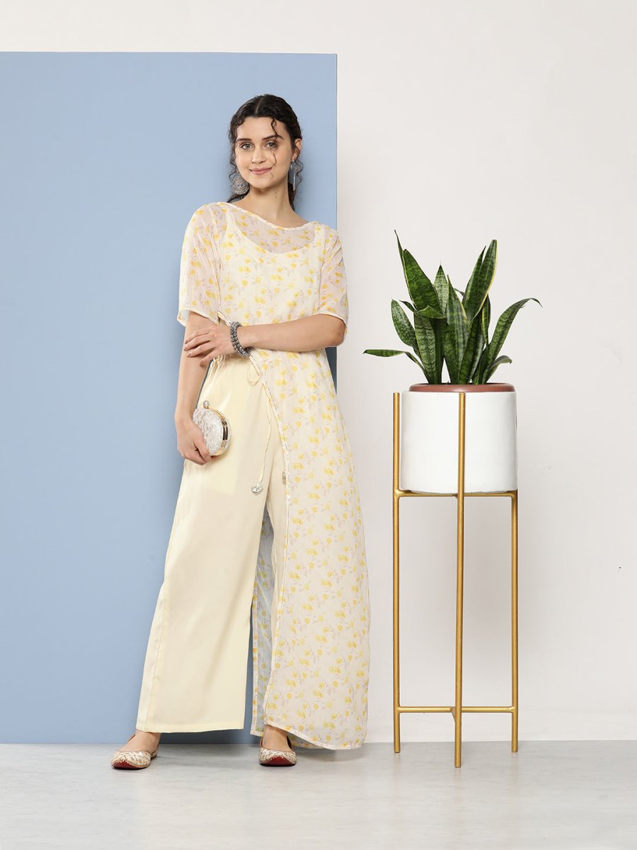 Ahalyaa Printed Waist Tie-Ups Basic Jumpsuit