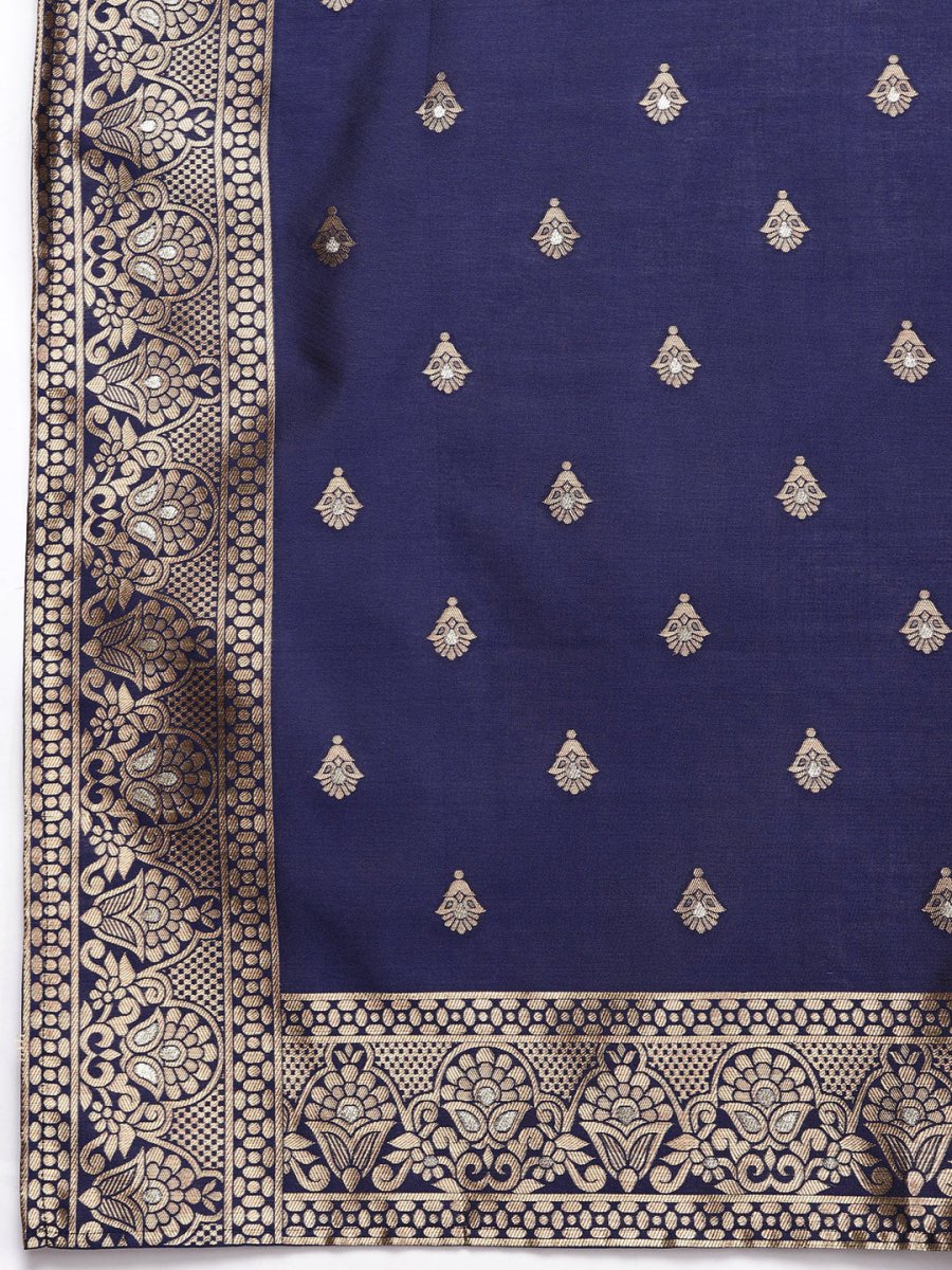 Ahalyaa Unstitched Navy Blue Dress Material