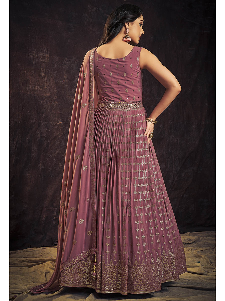 Myra Mauve Real Georgette Designer Gown Style Suit