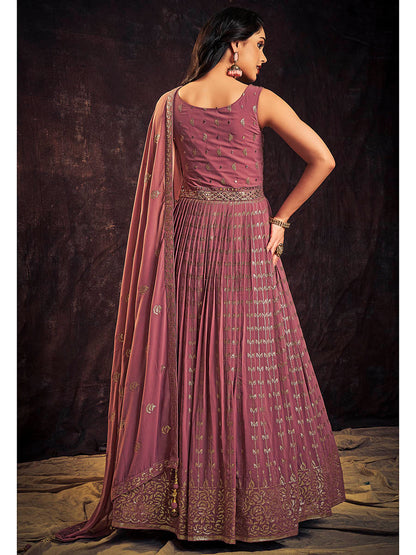 Myra Mauve Real Georgette Designer Gown Style Suit