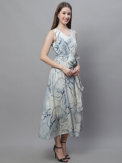 Jainish Women's Blue Printed A-Line Dresses