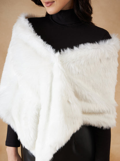 InWeave Women's Pure White Faux Fur Cape