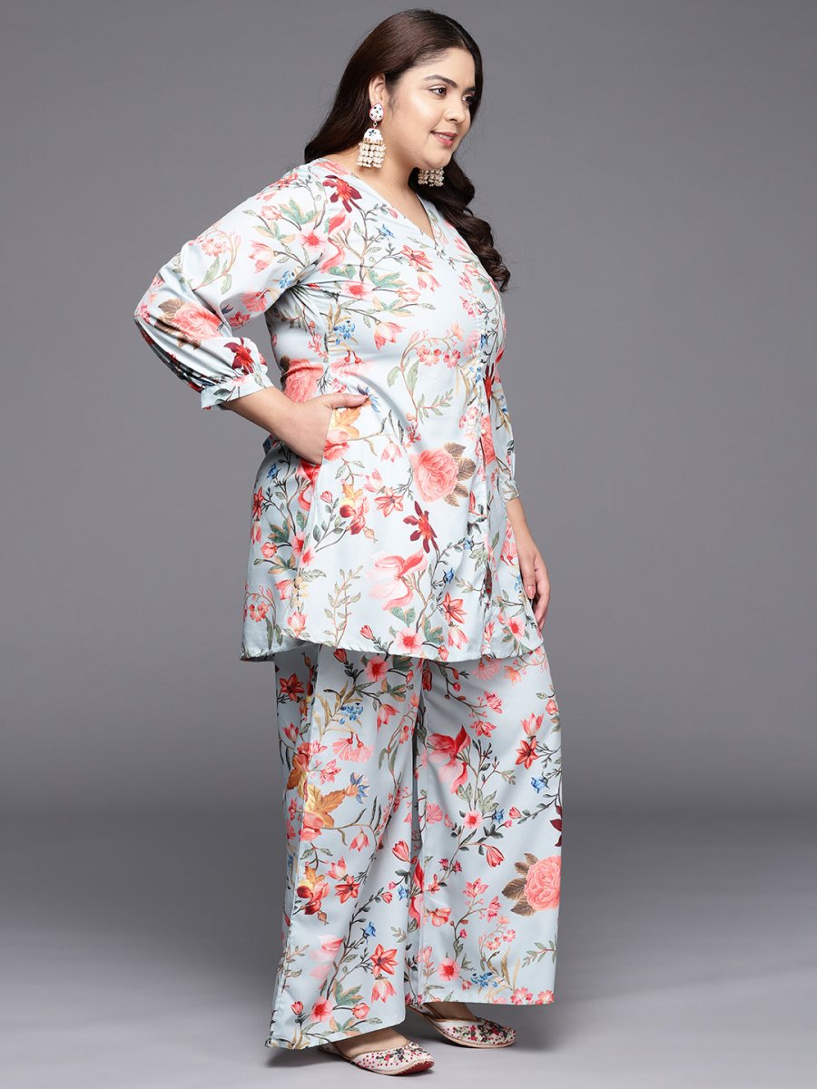 Ahalyaa Women Plus Size Printed Tunic with Palazzos
