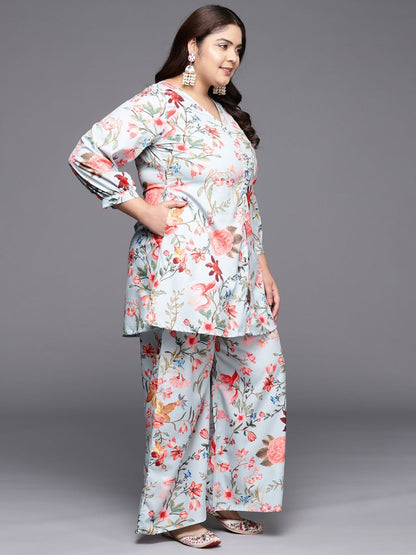 Ahalyaa Women Plus Size Printed Tunic with Palazzos