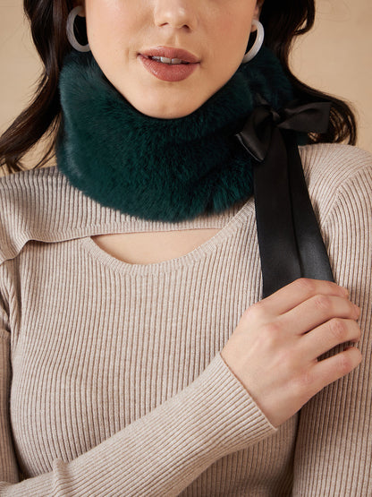 InWeave Women's Dark Teal Fur Neckpiece
