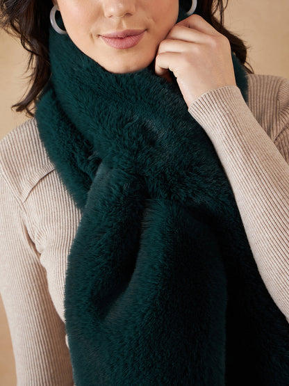 InWeave Women's Dark Teal Faux Fur Neck Warmer