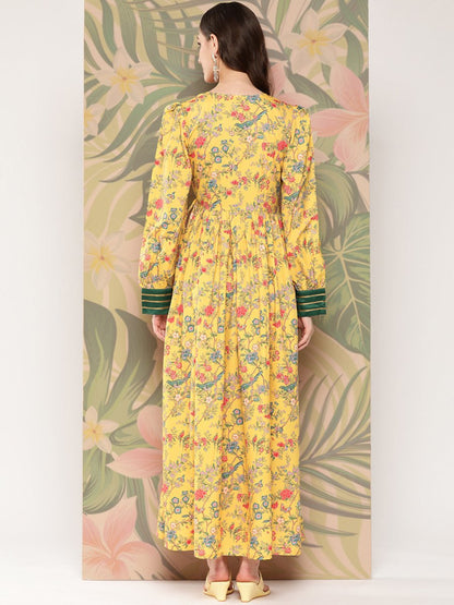 Ahalyaa Floral Printed Tie-Ups Crepe Empire Ethnic Dress