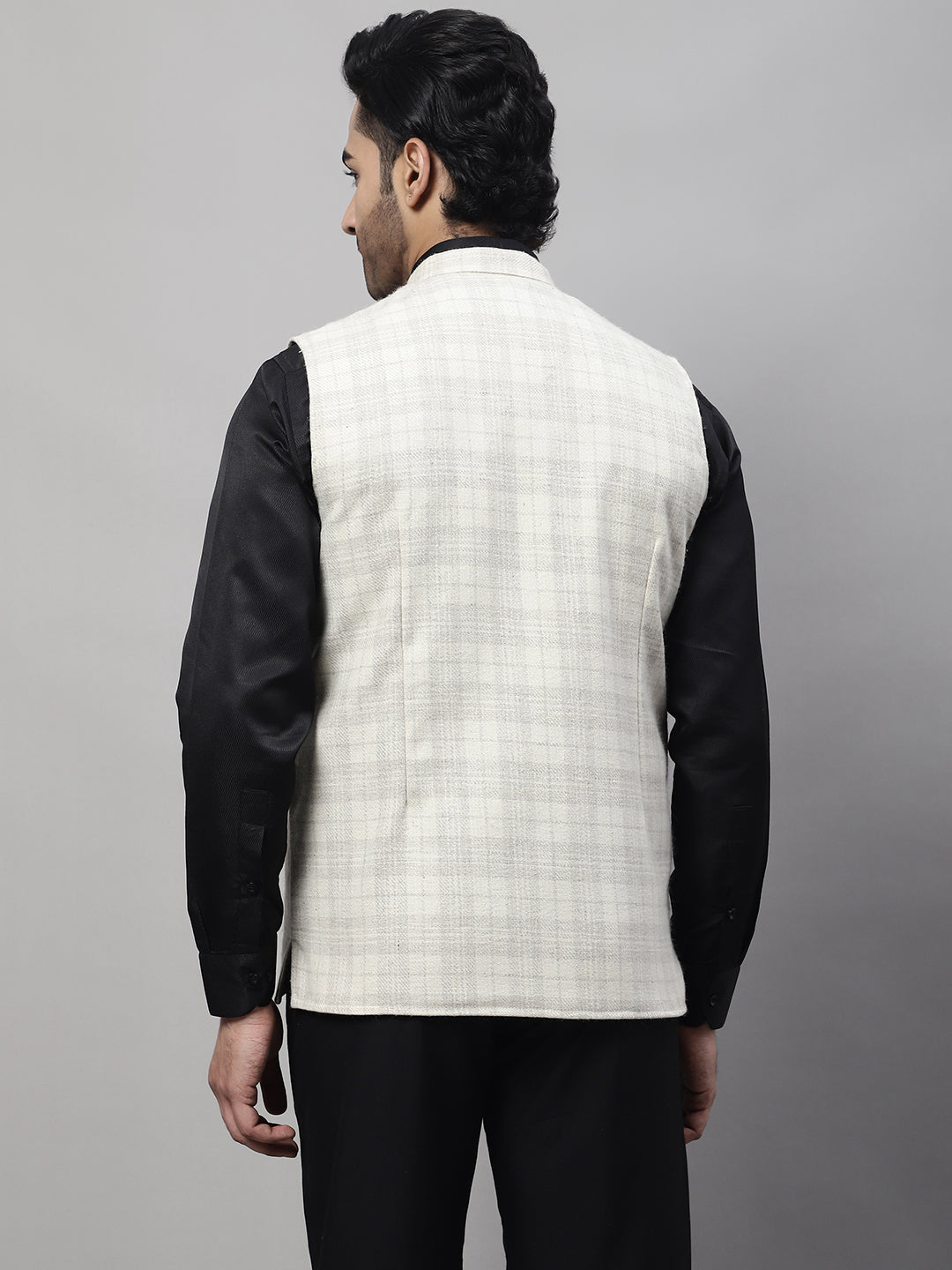 Even Apparels Men's Cream Pure Wool Nehru Jacket