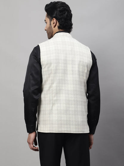 Even Apparels Men's Cream Pure Wool Nehru Jacket