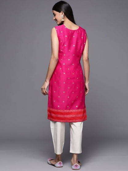 Ahalyaa Women Pink Geometric Printed Kurta