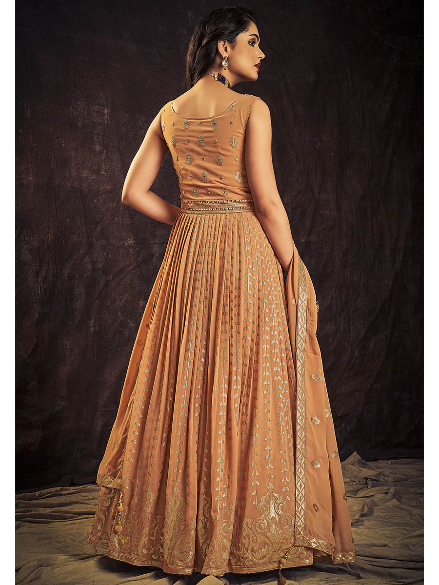 Myra Apricoat Real Georgette Designer Gown Style Suit