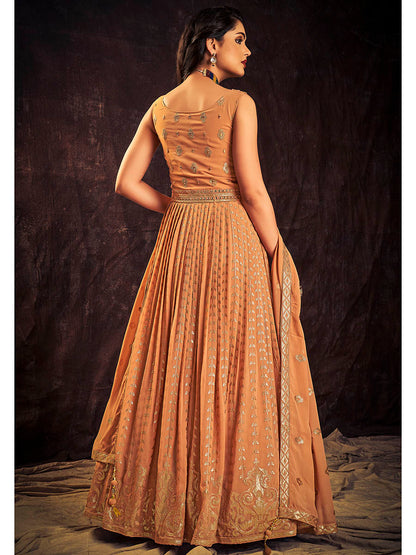 Myra Apricoat Real Georgette Designer Gown Style Suit