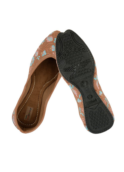 Desi Colour Women Indian Ethnic Footwear-Cushioned Peach Floral