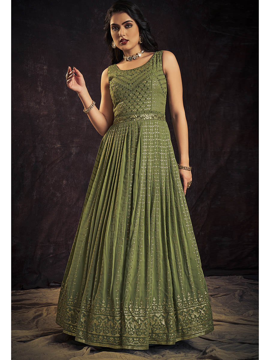 Myra Green Real Georgette Designer Gown Style Suit