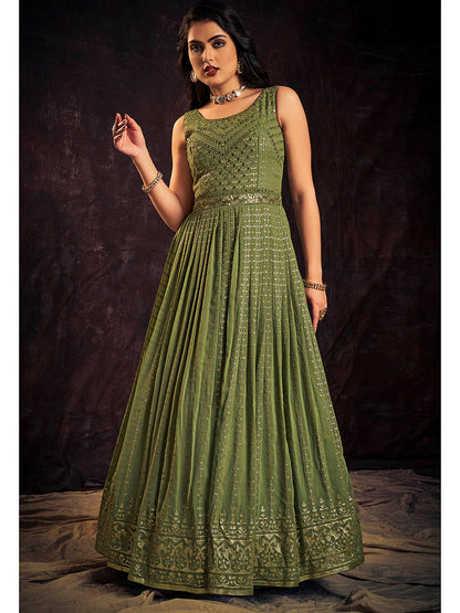 Myra Green Real Georgette Designer Gown Style Suit