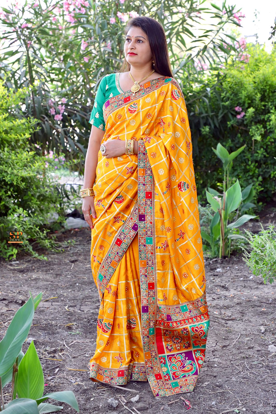 Lorenvalley Fashion Premium Yellow Dola Silk Embroidery and Diamond work with Jacquard Lace Border Saree