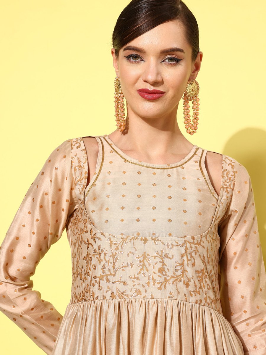 Ahalyaa Floral Embroidered A-Line Maxi Dress