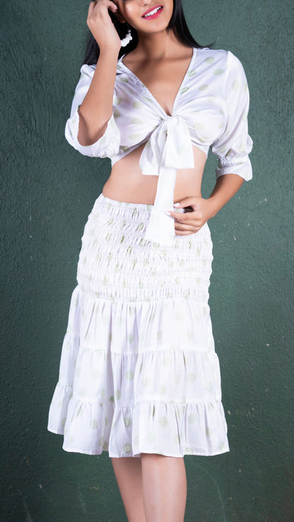 Noroke Sustainable fabric | Bemberg Polka Dot Skirt Co-Ord Set Women - White