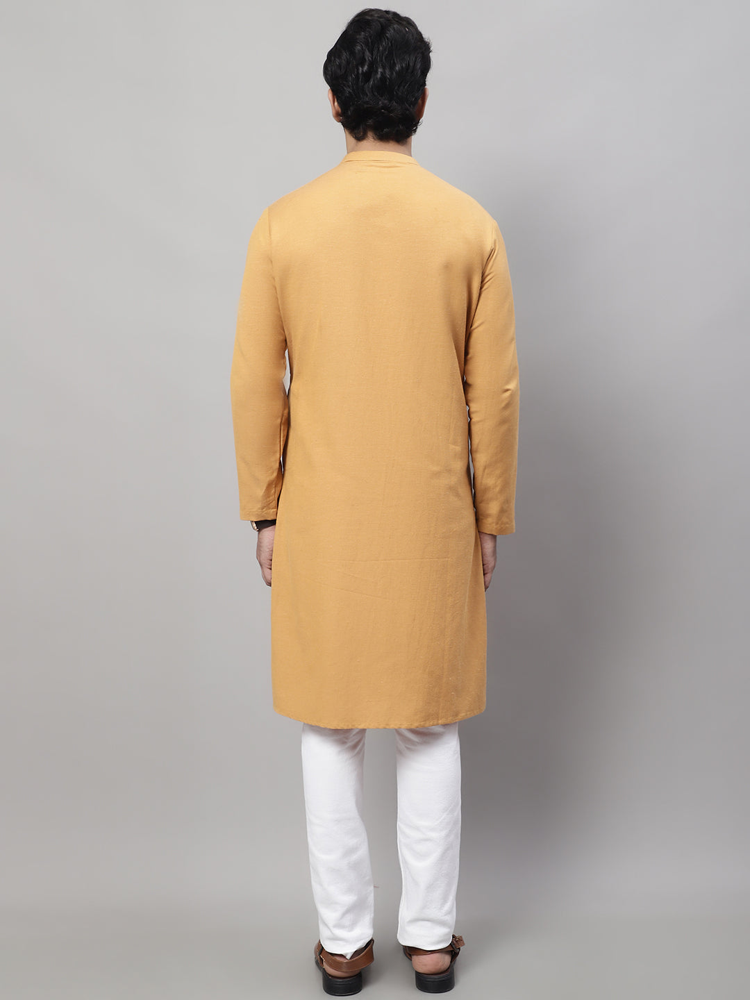 Even Apparels Mustard Sherwani Kurta With Asymetrical Cut