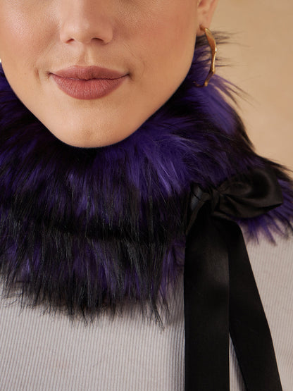 InWeave Women's Purple Black Fur Neckpiece