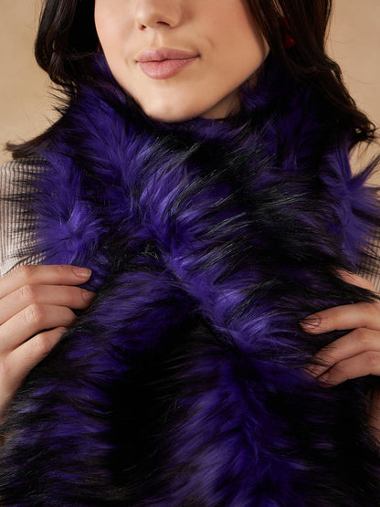 InWeave Women's Purple Black Faux Fur Neck Warmer