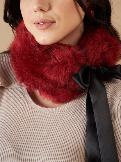 InWeave Women's Bright Rust Fur Neckpiece