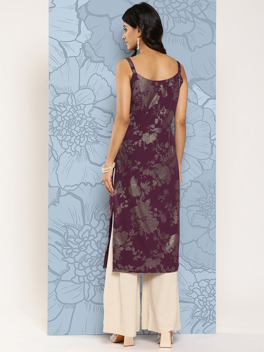 Ahalyaa Floral Foil Printed Crepe Kurta