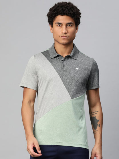 Alcis Colourblocked Polo Collar Anti Static Slim Fit T-shirt