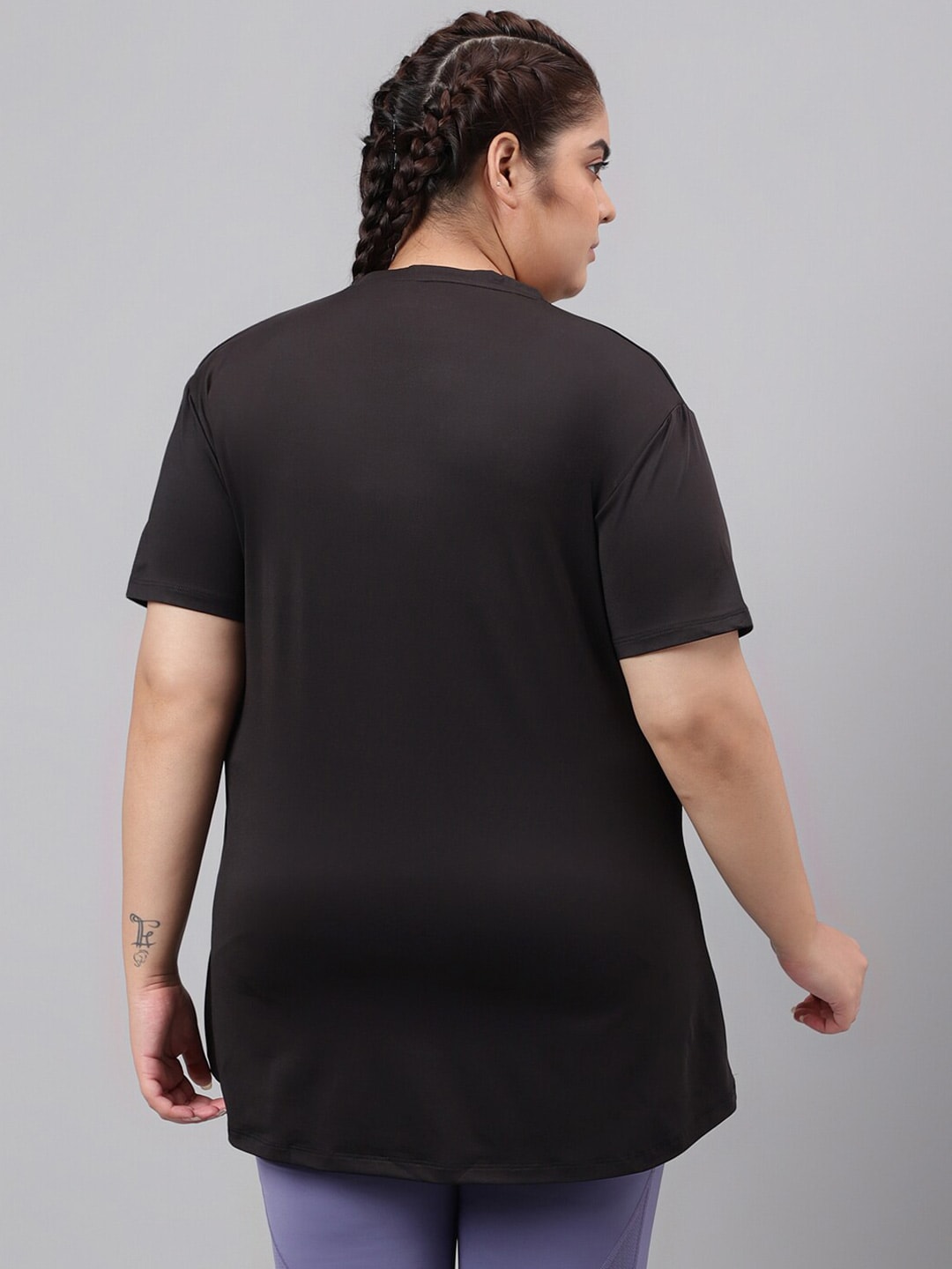 MKH Plus Size Typography Printed Drop Shoulder Sleeves Relaxed Fit Dri-FIT Sports T-Shirt