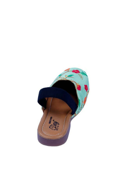 Tiny Bugs Girls Embroidered Strap Ethnic Jutis-Green