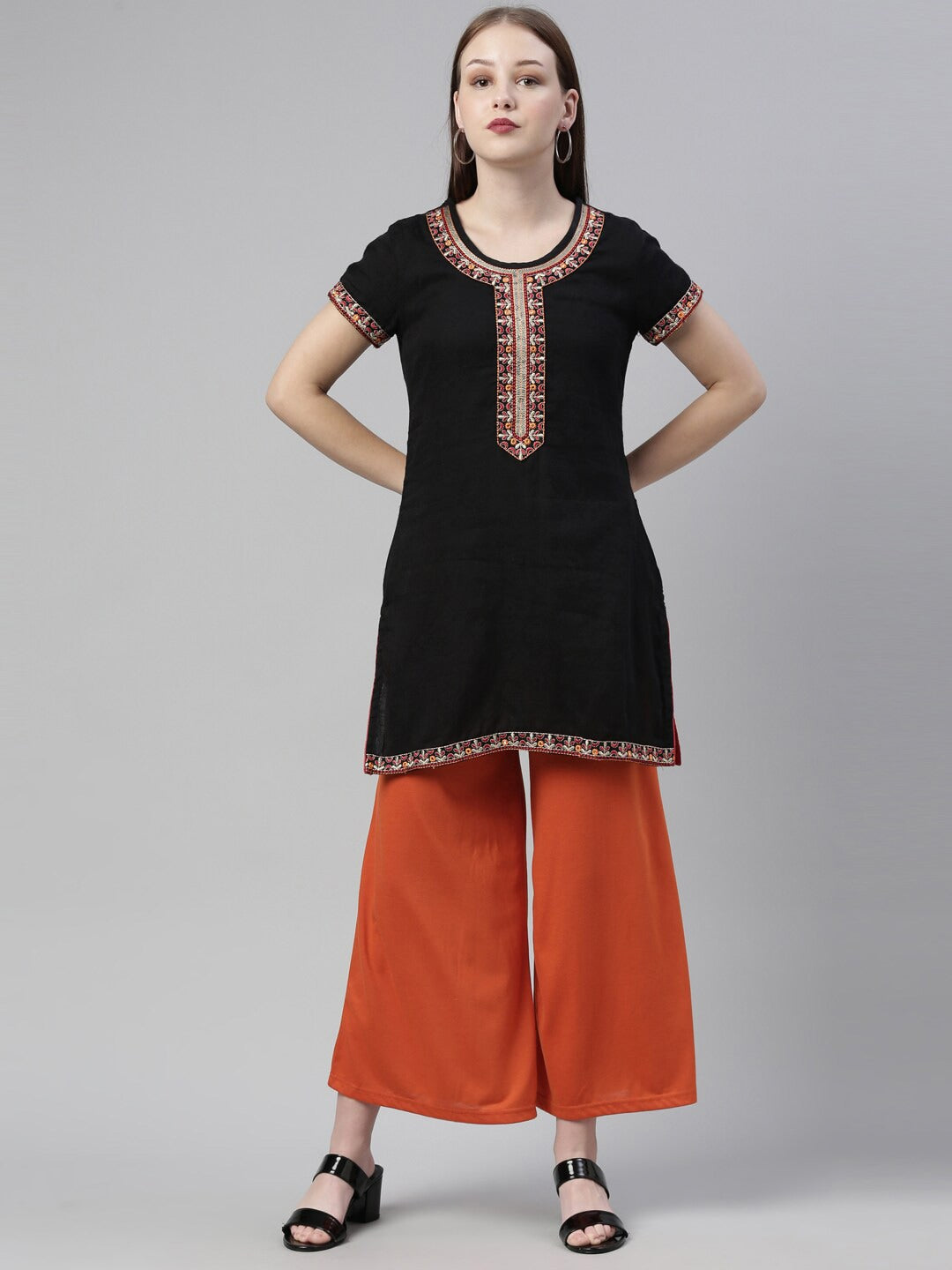 Souchii Red Knitted Ethnic Palazzos