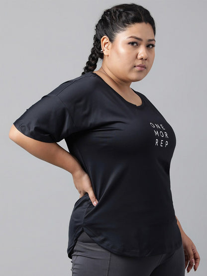 MKH Plus Size Typography Printed Drop Shoulder Sleeves Dri-FIT Relaxed Fit Sports T-shirt